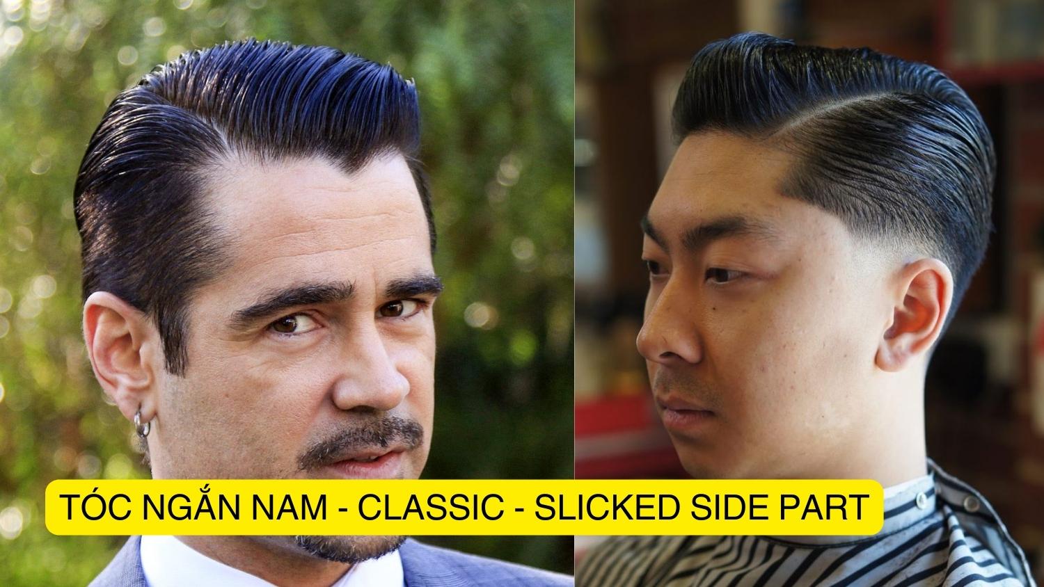 tóc ngắn nam - classic - slicked side part